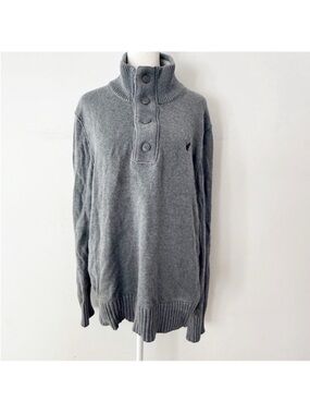 American Eagle Men Classic Fit Quarter Zip Funnel Neck Sweater Large Preppy Y2K